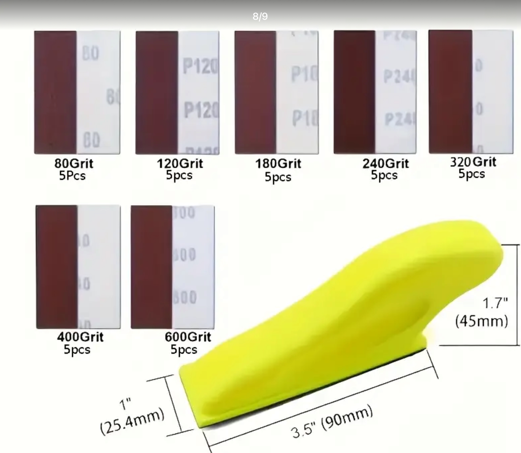 SUPPORTO PORTA STRISCE ABRASIVE CON KIT DI STRISCE A VELCRO 1 SUPPORTO PORTA STRISCE ABRASIVE CON KIT DI STRISCE A VELCRO
