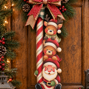Sagoma: SANTA, REINDEER, BEAR CHRISTMAS CANDY CANE FUORI PORTA