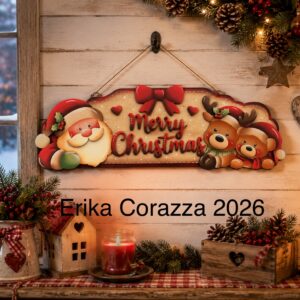 Sagoma: SANTA, REINDEER, BEAR CHRISTMAS FUORI PORTA PANNELLO